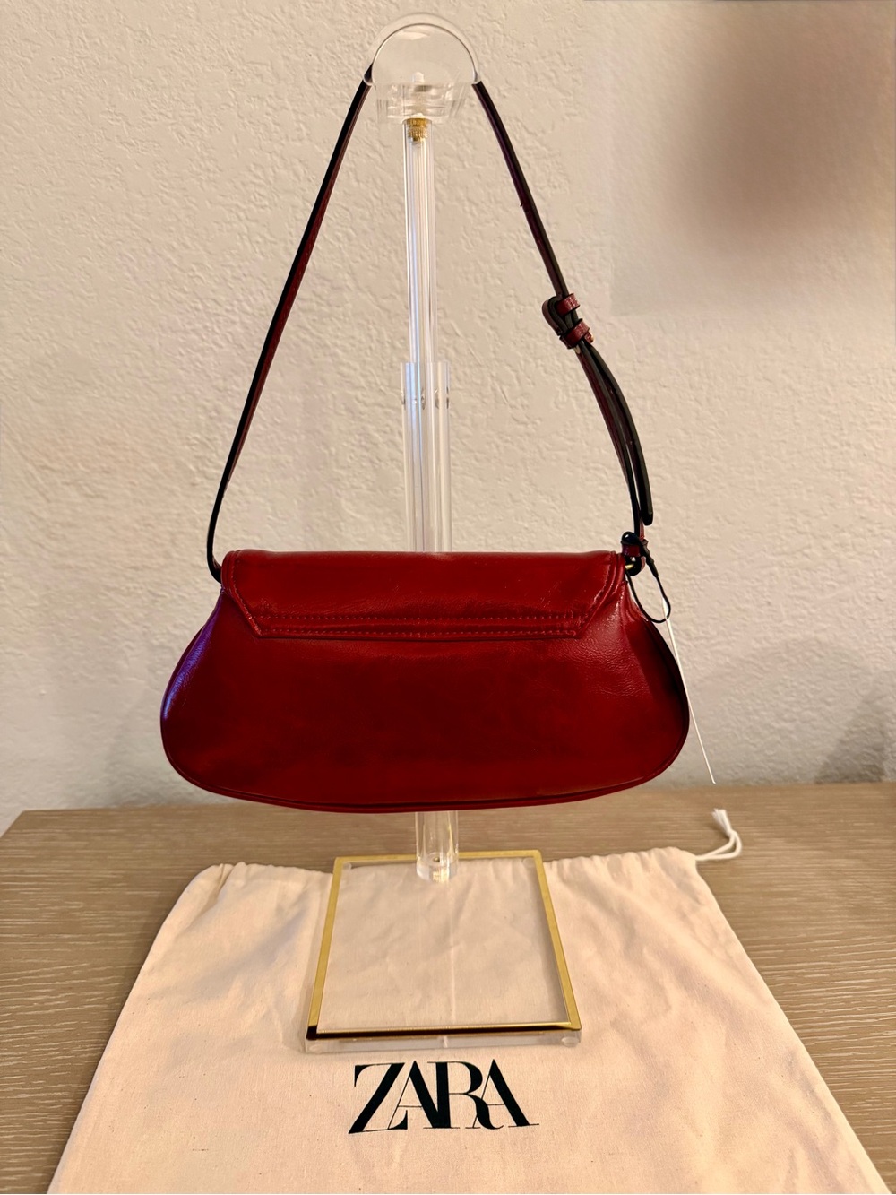 ZARA Patent Leather Shoulder Bag in Dark Cherry NWT - Picture 5 of 10